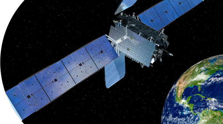 Imagen de satélite Hispasat con la Tierra de fondo