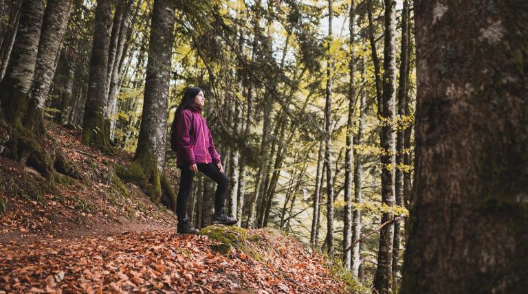 chica en un bosque