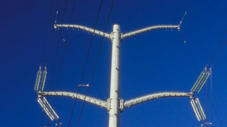 Double-circuit tubular electricity tower of the transmission grid