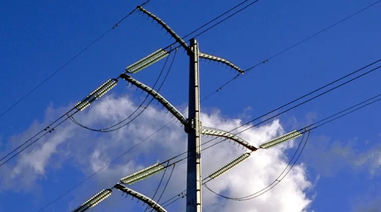 Double-circuit tubular electricity tower of the transmission grid