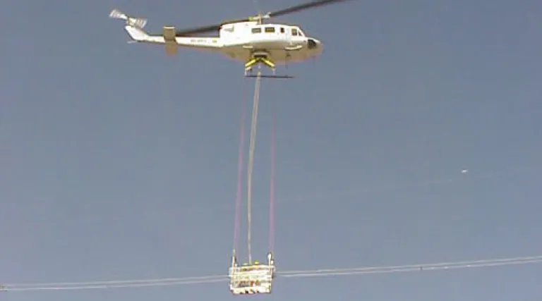 Maintenance works from a suspended gondola