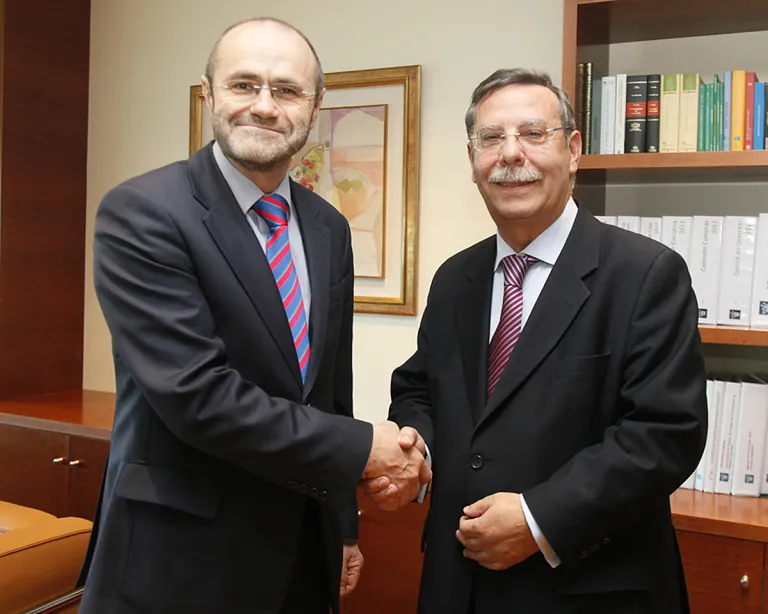 Luis Atienza y José Folgado, esta tarde después del Consejo de Administración