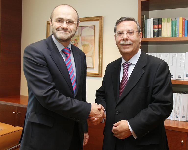 Luis Atienza y José Folgado, esta tarde después del Consejo de Administración