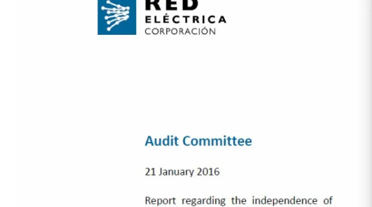 Cover of Report regarding the independence of the external auditor 2015