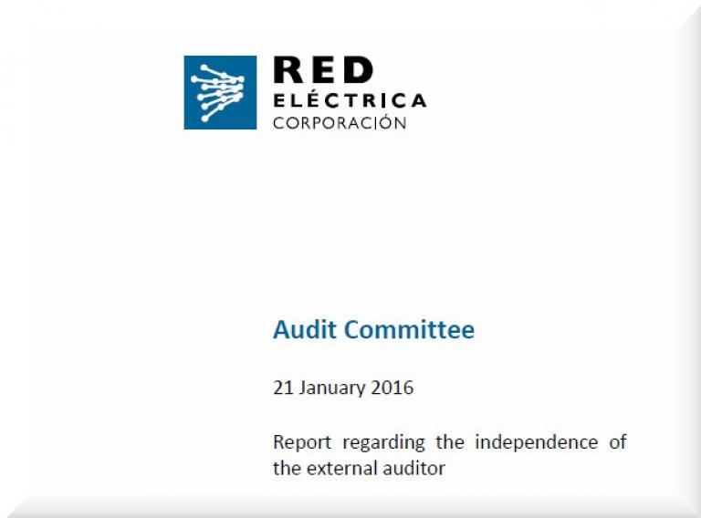 Cover of Report regarding the independence of the external auditor 2015