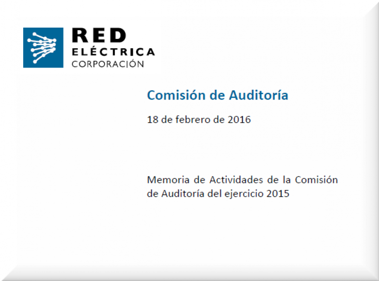 Portada Memoria de Actividades de la Comisión de Auditoría del ejercicio 2015