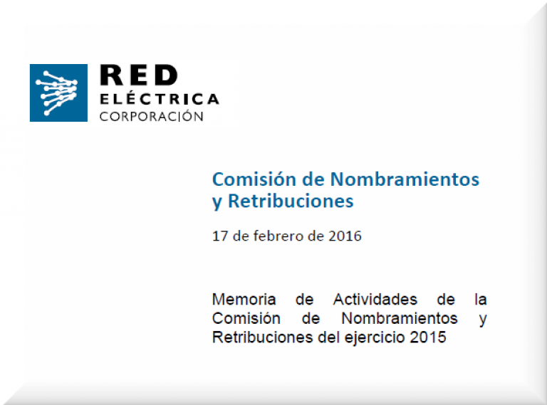 Portada Memoria de Actividades de la Comisión de Nombramientos y Retribuciones del ejercicio 2015