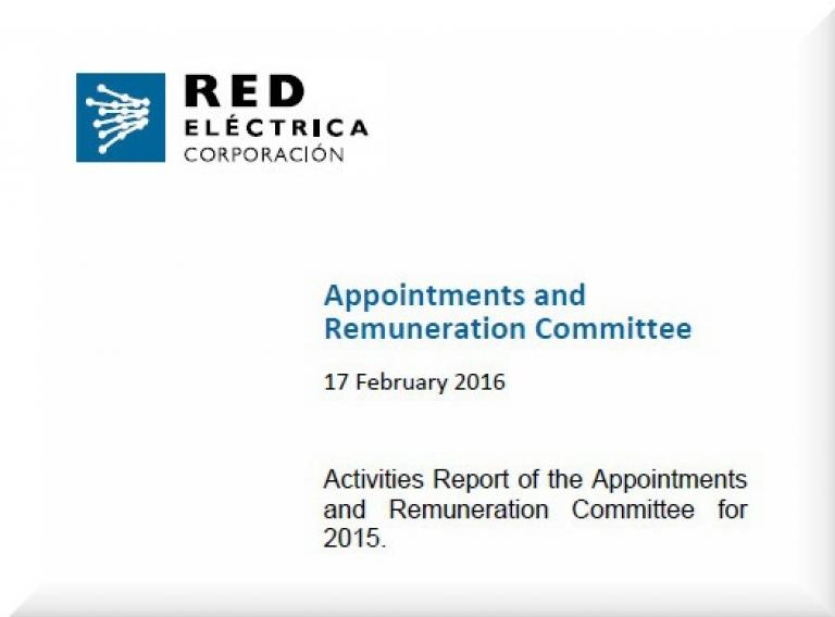 Cover of Activities Report of the Appointments and Remuneration Committee for 2015.