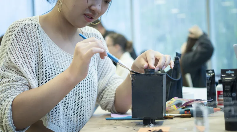 A student, in a workshop