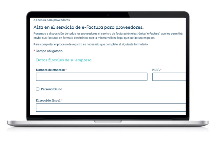 Captura del formulario de alta de proveedores.