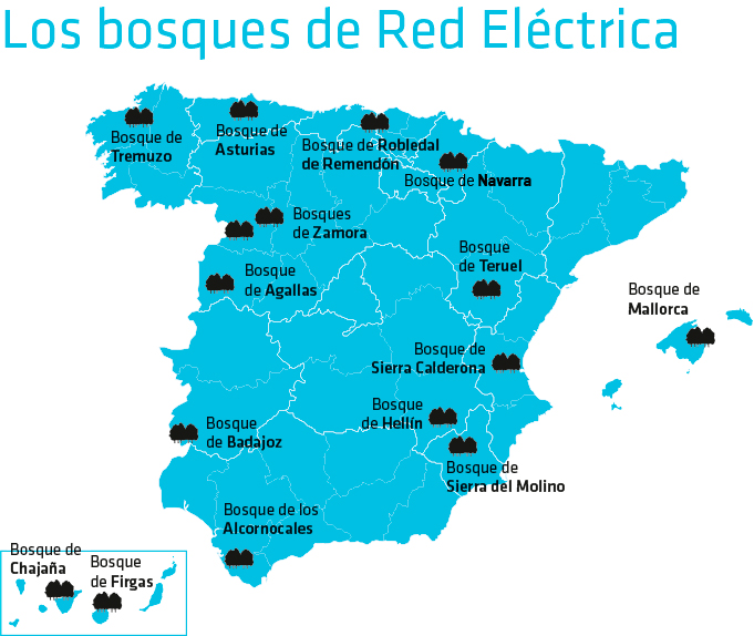 Mapa de bosques de Red Eléctrica