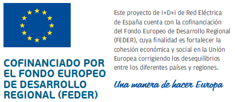 Cofinanciado por el Fondo Europeo de Desarrollo Regional (FEDER). Este proyecto de I+D+i de Red Eléctrica de España cuenta con la cofinanciación del Fondo Europeo de Desarrollo Regional (FEDER), cuya finalidad es fortalecer la cohesión económica y social en la Unión Europea corrigiendo los desequilibrios entre los diferentes países y regiones. Una manera de hacer Europa.